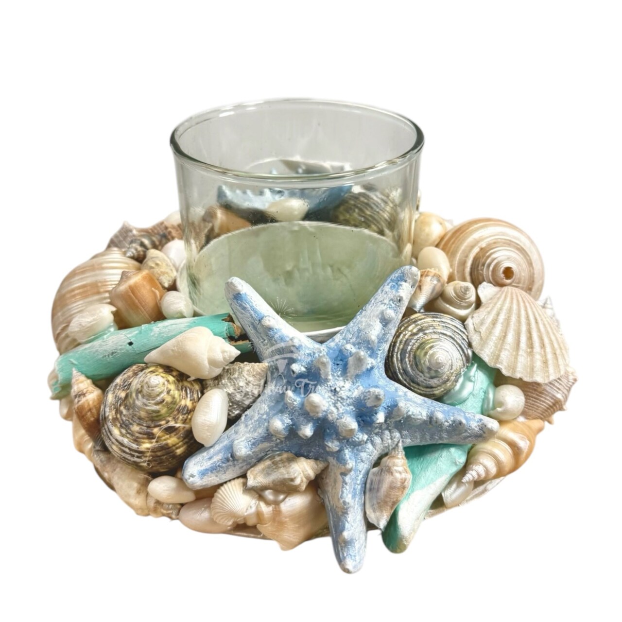 Coastal Shell Hurricane Candle Holder - Holiday Tree - Final sale / Non-returnable and Non-refundable